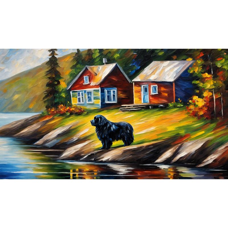 Gallery value USD19300 NEWFOUNDLAND PEACE - PALETTE KNIFE Oil Painting On Canvas By Leonid Afremov