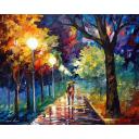 Gallery value USD9500 NIGHT ALLEY - PALETTE KNIFE Oil Painting On Canvas By Leonid Afremov