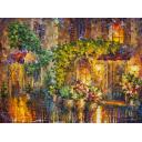 NIGHT GARDEN - PALETTE KNIFE Oil Painting On Canvas By Leonid Afremov