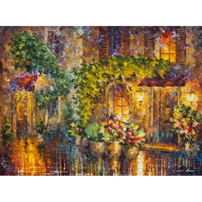 NIGHT GARDEN - PALETTE KNIFE Oil Painting On Canvas By Leonid Afremov