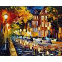 NIGHT IN AMSTERDAM - PALETTE KNIFE Oil Painting On Canvas By Leonid Afremov