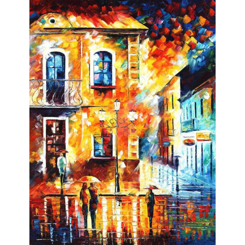 Gallery value USD7500 NIGHT MOOD - PALETTE KNIFE Oil Painting On Canvas By Leonid Afremov