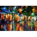 Gallery value USD17600 NIGHT SHOPS - PALETTE KNIFE Oil Painting On Canvas By Leonid Afremov