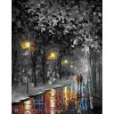 Gallery value USD19400 NIGHT  STROLL - PALETTE KNIFE Oil Painting On Canvas By Leonid Afremov