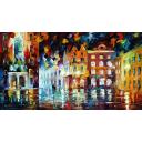 NIGHT WINDOWS - PALETTE KNIFE Oil Painting On Canvas By Leonid Afremov