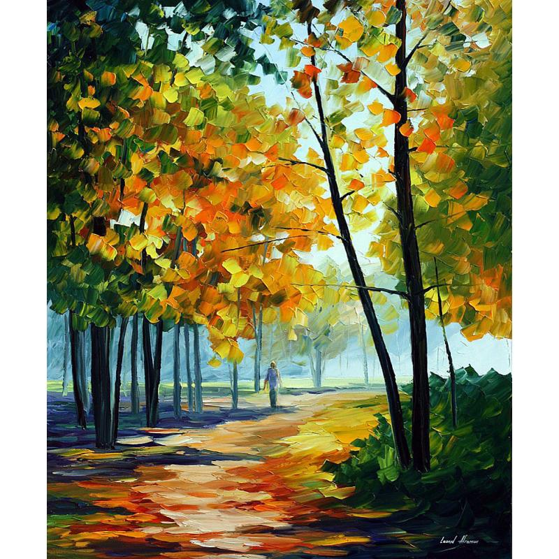 Gallery value USD6900 NOON IN THE FOREST - PALETTE KNIFE Oil Painting On Canvas By Leonid Afremov