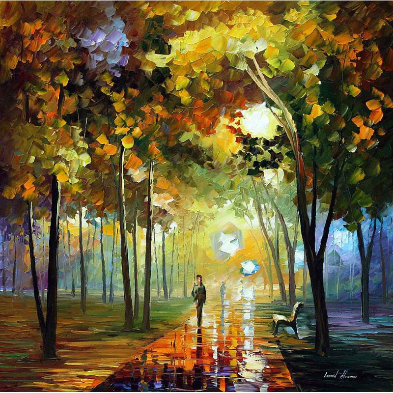 Gallery value USD10300 OCTOBER REFLECTIONS - PALETTE KNIFE Oil Painting On Canvas By Leonid Afremov