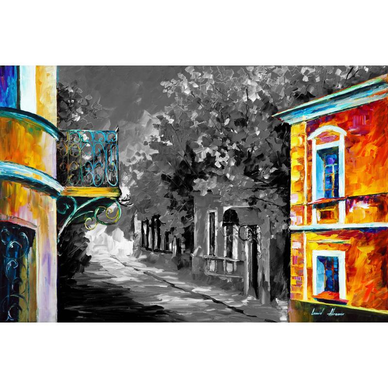 Gallery value USD15800 OLD BALCONY B&W - PALETTE KNIFE Oil Painting On Canvas By Leonid Afremov