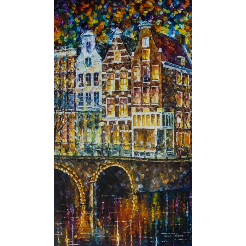 OLD BUILDINGS OF AMSTERDAM - PALETTE KNIFE Oil Painting On Canvas By Leonid Afremov