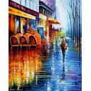 OLD CAFE IN PARIS - PALETTE KNIFE Oil Painting On Canvas By Leonid Afremov