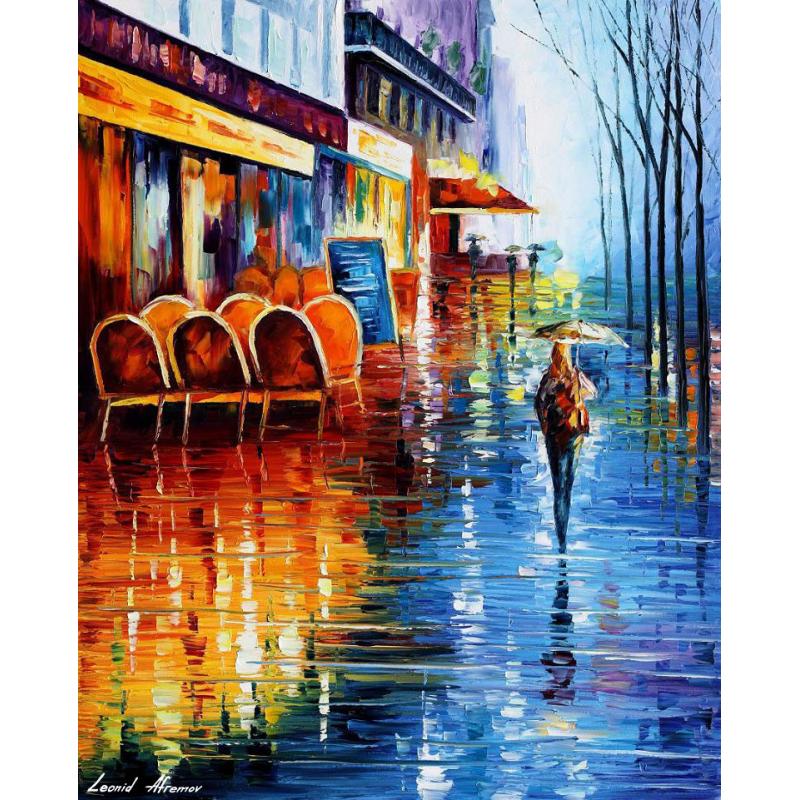 OLD CAFE IN PARIS - PALETTE KNIFE Oil Painting On Canvas By Leonid Afremov