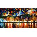 Gallery value USD8100 OLD CITY SHORE - PALETTE KNIFE Oil Painting On Canvas By Leonid Afremov