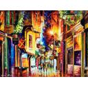 Gallery value USD12000 OLD STREET COLORS - PALETTE KNIFE Oil Painting On Canvas By Leonid Afremov