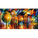 OLD STREET LIGHTS - PALETTE KNIFE Oil Painting On Canvas By Leonid Afremov