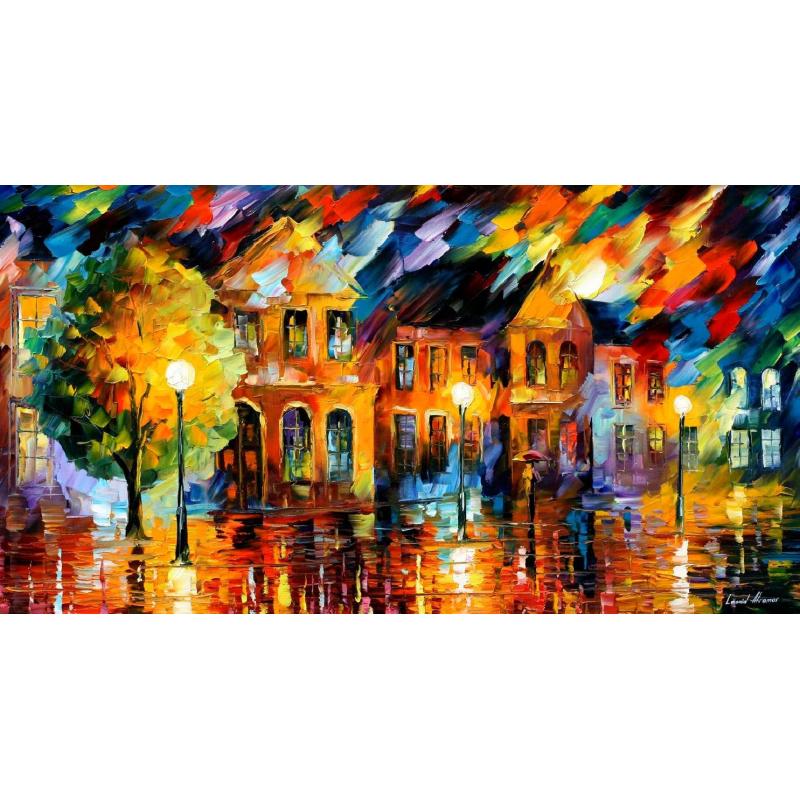 OLD STREET LIGHTS - PALETTE KNIFE Oil Painting On Canvas By Leonid Afremov