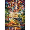 Gallery value USD10300 OLD VITEBSK NIGHT LIGHTS - PALETTE KNIFE Oil Painting On Canvas By Leonid Afremov