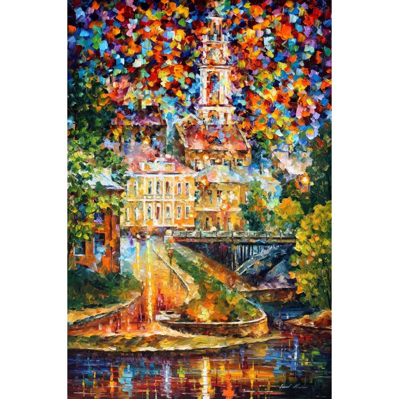 Gallery value USD10300 OLD VITEBSK NIGHT LIGHTS - PALETTE KNIFE Oil Painting On Canvas By Leonid Afremov