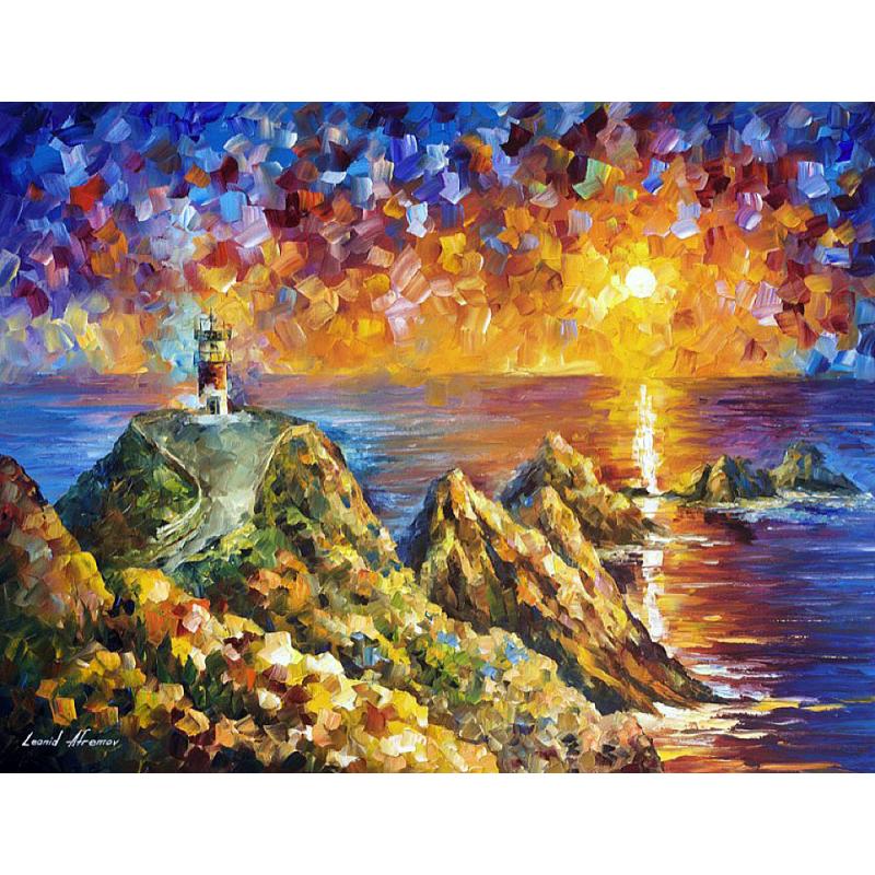 Gallery value USD12600 ON THE FAR HILLS - PALETTE KNIFE Oil Painting On Canvas By Leonid Afremov