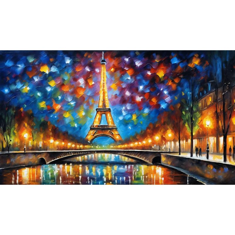 Gallery value USD11900 PARIS LIGHTS - PALETTE KNIFE Oil Painting On Canvas By Leonid Afremov