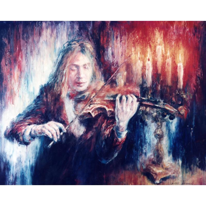 Gallery value USD8200 PASSIONATE VIOLIN - PALETTE KNIFE Oil Painting On Canvas By Leonid Afremov