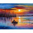 Gallery value USD18700 PATIENCE OF THE FISHERMAN - PALETTE KNIFE Oil Painting On Canvas By Leonid Afremov