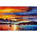 Gallery value USD11000 PINK SUNSET - PALETTE KNIFE Oil Painting On Canvas By Leonid Afremov