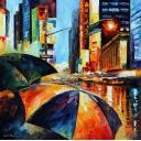 Gallery value USD13600 RAIN ON TIMES SQUARE - PALETTE KNIFE Oil Painting On Canvas By Leonid Afremov