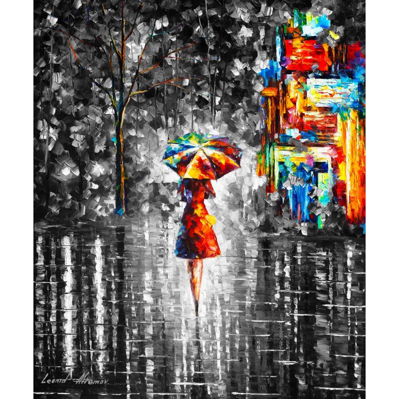 Gallery value USD11500 RAIN PRINCESS - PALETTE KNIFE Oil Painting On Canvas By Leonid Afremov