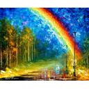 Gallery value USD11400 RAINBOW - PALETTE KNIFE Oil Painting On Canvas By Leonid Afremov