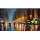 Gallery value USD10300 RAINY NIGHT IN THE CITY - PALETTE KNIFE Oil Painting On Canvas By Leonid Afremov