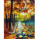 Gallery value USD8200 RAINY NOVEMBER PARK - PALETTE KNIFE Oil Painting On Canvas By Leonid Afremov