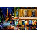 Gallery value USD7000 RECRUITMENT CAFE IN PARIS - PALETTE KNIFE Oil Painting On Canvas By Leonid Afremov