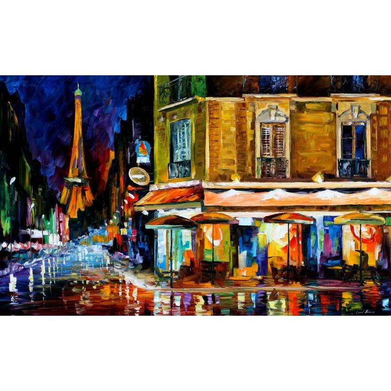 Gallery value USD7000 RECRUITMENT CAFE IN PARIS - PALETTE KNIFE Oil Painting On Canvas By Leonid Afremov