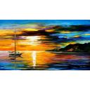 Gallery value USD12700 ROMANTIC SAILING WITH THE SUN - PALETTE KNIFE Oil Painting On Canvas By Leonid Afremov