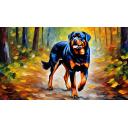 Gallery value USD19700 ROTTWEILER STRENGTH - PALETTE KNIFE Oil Painting On Canvas By Leonid Afremov