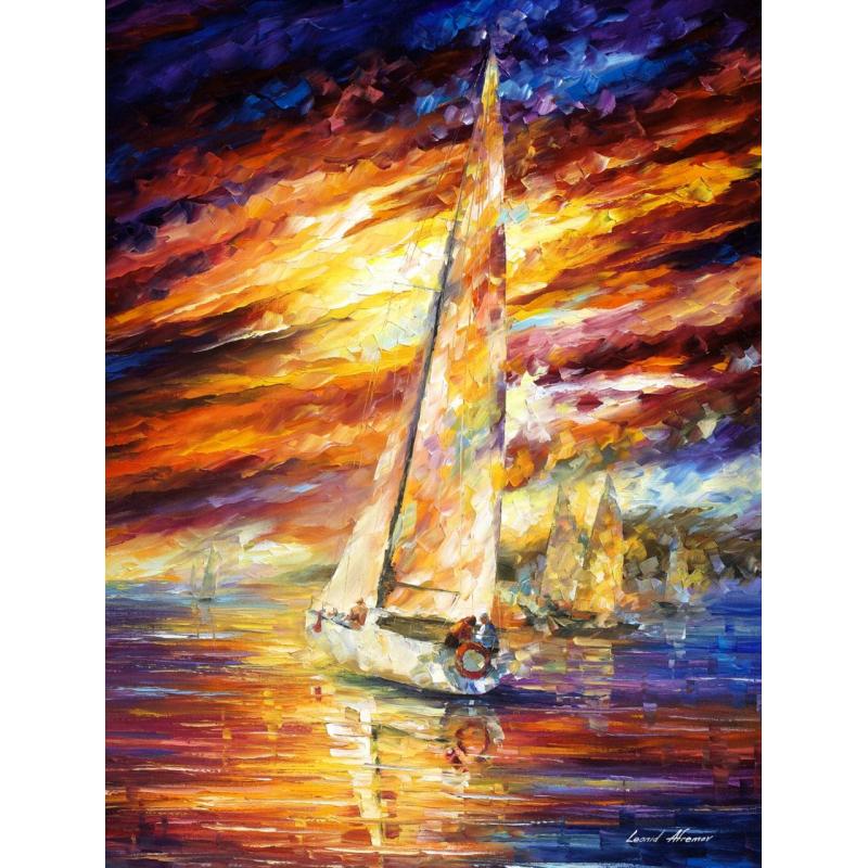 Gallery value USD14800 SAILING TO THE HORIZON - PALETTE KNIFE Oil Painting On Canvas By Leonid Afremov