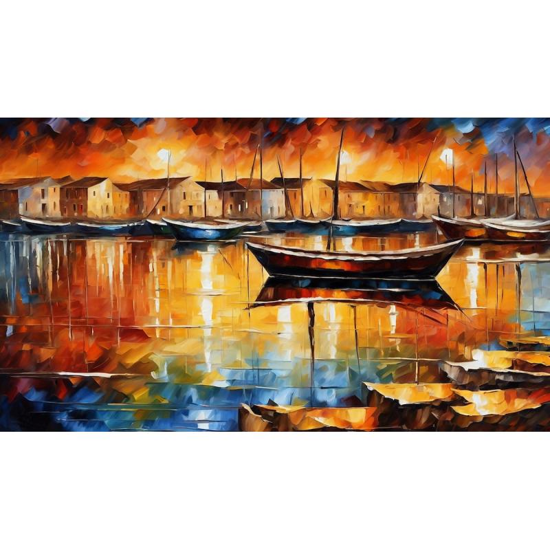 Gallery value USD17600 SALT PANS REFLECTIONS - PALETTE KNIFE Oil Painting On Canvas By Leonid Afremov