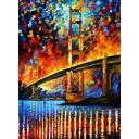 Gallery value USD8000 SAN FRANCISCO - GOLDEN GATE BRIDGE - PALETTE KNIFE Oil Painting On Canvas By Leonid Afremov