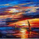 Gallery value USD13000 SCARLET SAILS - PALETTE KNIFE Oil Painting On Canvas By Leonid Afremov