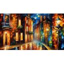 Gallery value USD14100 SERENADE OF THE NIGHT - PALETTE KNIFE Oil Painting On Canvas By Leonid Afremov