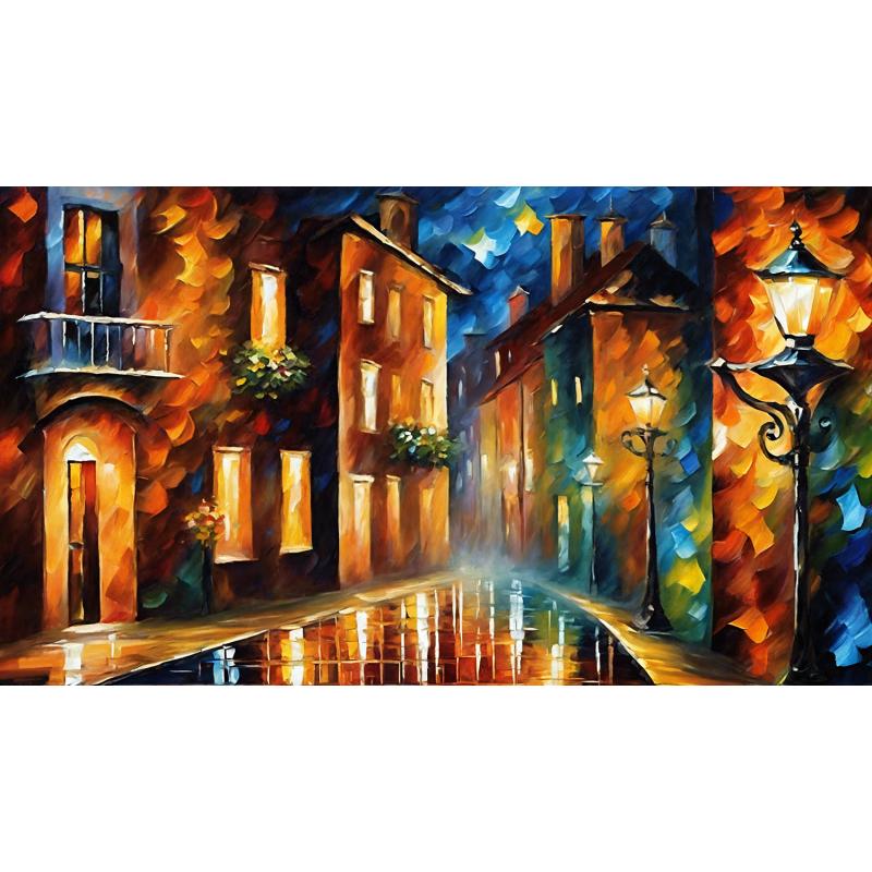 Gallery value USD14100 SERENADE OF THE NIGHT - PALETTE KNIFE Oil Painting On Canvas By Leonid Afremov