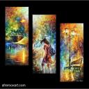 Gallery value USD20900 AURA OF AUTUMN - SET OF 3 - - PALETTE KNIFE Oil Painting On Canvas By Leonid Afremov