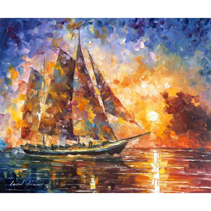 Gallery value USD19300 SHE CAUGHT THE WAVE - PALETTE KNIFE Oil Painting On Canvas By Leonid Afremov