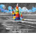 Gallery value USD17200 SHORE OF COLORS B&W - PALETTE KNIFE Oil Painting On Canvas By Leonid Afremov