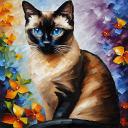 Gallery value USD16800 SIAMESE CAT - PALETTE KNIFE Oil Painting On Canvas By Leonid Afremov