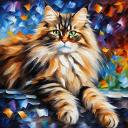 SIBERIAN CAT - PALETTE KNIFE Oil Painting On Canvas By Leonid Afremov