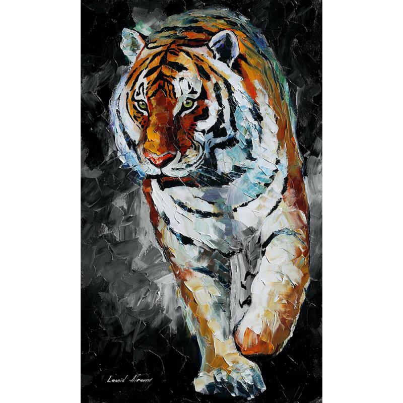 SIBERIAN TIGER B&W - PALETTE KNIFE Oil Painting On Canvas By Leonid Afremov