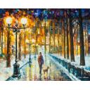 Gallery value USD17900 SNOWING STROLL - PALETTE KNIFE Oil Painting On Canvas By Leonid Afremov