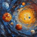 Gallery value USD9900 SOLAR SYSTEM - PALETTE KNIFE Oil Painting On Canvas By Leonid Afremov