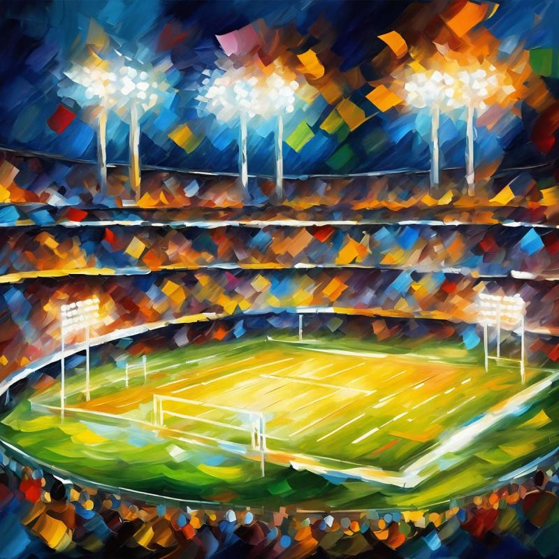 Gallery value USD7700 STADIUM LIGHTS - PALETTE KNIFE Oil Painting On Canvas By Leonid Afremov